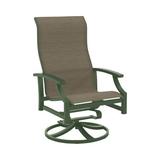 Tropitone Marconi Sling High Back Swivel Patio Chair Metal in Gray/Green/White | 43.5 H x 25.5 W x 27.5 D in | Wayfair 452070_WLD_Cape Cove