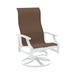 Tropitone Marconi Sling High Back Swivel Patio Chair Metal in Red/White/Brown | 43.5 H x 25.5 W x 27.5 D in | Wayfair 452070_SNo_Cherrywood