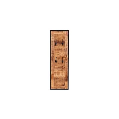 SIT Möbel Wandgarderobe aus Mango-Holz natur | 3 Doppel-Haken | Metall schwarz | B 35 x T 3 x H 110 cm | 14363-01 | Seri