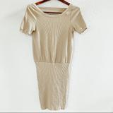 Free People Dresses | Free People Ribbed Dress With Open Back | Color: Tan | Size: S