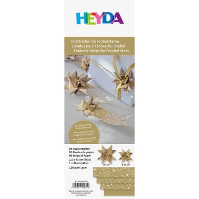 Papierstreifen-Set Fröbelsterne, gold-weiß, 96 Streifen Image