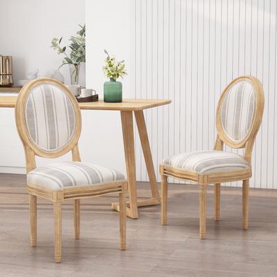 Phinnaeus French Country Fabric Dining Chairs (Set of 2) by Christopher Knight Home
