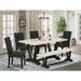 East West Furniture Dining Set- a Dining Table with V-Legs and Black Linen Fabric Upholstered Chairs, Black(Pieces Options)