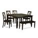 East West Furniture Dining Table Set Contains a Square Table with Butterfly Leaf and 4 Dining Chairs with a Bench, Cappuccino