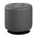 Round Leatherette Swivel Ottoman with Tufted Seat, Gray and Black