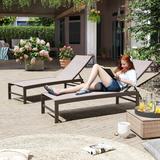 Outdoor Adjustable Aluminum Chaise Lounge Chairs (Set of 2) for Patio Pool Terrace - See Picture