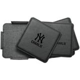 New York Yankees 4-Pack Personalized Leather Coaster Set