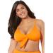 Plus Size Women's Mentor Tie Front Bikini Top by Swimsuits For All in Orange (Size 16)