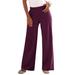 Plus Size Women's Wide-Leg Soft Knit Pant by Roaman's in Dark Berry (Size 1X) Pull On Elastic Waist