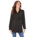 Plus Size Women's Fringe Big Shirt by Roaman's in Black (Size 14 W)