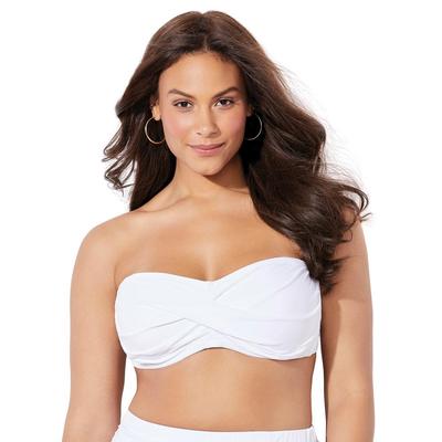 Plus Size Women's Valentine Ruched Bandeau Bikini Top by Swimsuits For All in White (Size 14)