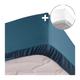 Lot de 2 draps housse 160x200 cm en percale de coton Bleu - Blanc - Blanc