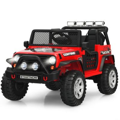 Costway 12V Kids Remote Control Electric Ride On Truck Car with Lights and Music -Red