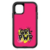 DistinctInk Custom SKIN / DECAL compatible with OtterBox Defender for iPhone 11 Pro (5.8 Screen) - Girl Power - GRL PWR - Pink Yellow Black