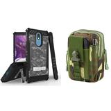 Beyond Cell [Tri Shield] Military Grade Armor Slim Case for LG K40 Solo LTE L423DL Xpression Plus 2 Harmony 3 with 600D Waterproof Material Nylon Pouch - (Digital Pixel Camo/Jungle Camo)
