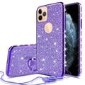 Compatible for Apple iPhone 11 Pro (5.8 inch)Case SOGA Glitter Diamond Rhinestone TPU Phone Cover with Ring Stand and Lanyard Girls Women Cover (Purple)