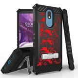 Beyond Cell [Tri Shield] Rugged Case for LG K40 Solo LTE L423DL Xpression Plus 2 Harmony 3 with Military Grade (MIL-STD 810G-516.6) Shockproof Slim Dual Layer Armor Protection - Red Floral Vines