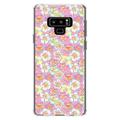 DistinctInk Clear Shockproof Hybrid Case for Samsung Galaxy Note 9 - TPU Bumper Acrylic Back Tempered Glass Screen Protector - Preppy Pattern - Yellow White Pink Flowers Floral