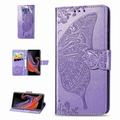 For Samsung Galaxy S10 Plus(6.4 inch) Dteck PU Leather Case [Built-in Credit Card Slots] Magnetic Design Flip Folio Leather Cover Case with Flower Butterfly Pattern lightpurple