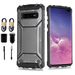 Value Pack for 6.4 Samsung Galaxy S10 Plus Metal Jacket Shockproof Absorber Rugged Defender Edges Raised Bevel Design Screen Protection Hybrid Hard Back Slim Armor Bumper Protective Case + [Darkgray]