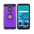 Phone Case for Boost Mobile LG Stylo 4 Prepaid / Straight Talk LG Stylo 4 Case / LG Stylo 4 Plus Textured Dual-Layered Cover Ring-Stand Finger Holder (Ring-Stand Purple-Black TPU)