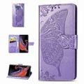 For Samsung Galaxy S9 Dteck PU Leather Case [Built-in Credit Card Slots] Magnetic Design Flip Folio Leather Cover Case with Flower Butterfly Pattern lightpurple