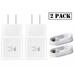 Samsung Galaxy J3 Pro Adaptive Fast Charger Micro USB 2.0 Charging Kit [2x Wall Charger + 2x Micro USB Cable] Dual voltages for up to 60% Faster Charging! White