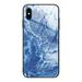 iPhone XS Max (6.5 ) Case Allytech Protective Marble Texture Tempered Glass + TPU Back Cover Shock-Absorbing Bumper Back Cover Case for Apple iPhone XS Max Blue Marble
