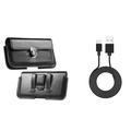 Bemz Accessory Kit Compatible with Nokia 2.2 - 3 item Bundle: Luxmo PU Leather Dual Phone Holster Case (Black) Durable Fast Charge/Sync Micro USB Charger Cable (3.3 Feet) and Atom Cloth