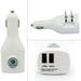 2-Port USB Car Home Charger for ASUS ROG Phone 2 - (2-in-1 Power Adapter DC Socket Wall AC Plug Folding Prongs Combo White Z9Z)