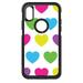 DistinctInk Custom SKIN / DECAL compatible with OtterBox Commuter for iPhone XS MAX (6.5 Screen) - White Multi Color Hearts