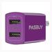 Foldable 2.4A Dual USB Wall Charger 2-Port Travel Portable Power Adapter for Apple iPhone X Max Xr 11 8 7 6 Plus iPad Samsung Galaxy HTC LG Tablet Motorola(Purple)