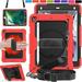 iPad PRO 9.7 InchiPad 6th 5th Air 2nd [ Pro 9.7 6/5 Air 2 ] Gen A1893 A1822 A1566 A1673 A1674 Full-Body Protective Shock Proof Cover with Shoulder Strap - Red