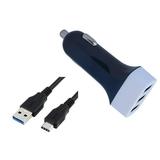 Car/DC Charger for Motorola Moto G5 G5 Plus E3 Power G4 G4 Play G4 Plus (3 USB Port Data Charging Cable included) - Black/White + MND Stylus