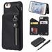 iPhone SE 2020 Case iPhone 7 Case iPhone 8 Case iPhone 6s Case Dteck PU Leather Zipper Wallet Back Kickstand Case Protective Cover With Card Slots Black