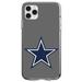 DistinctInk Clear Shockproof Hybrid Case for iPhone 11 Pro (5.8 Screen) - TPU Bumper Acrylic Back Tempered Glass Screen Protector - Dallas Star Grey Navy - Football Team