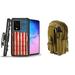 Bemz Armor Samsung Galaxy S20 Ultra 6.9 inch Case Bundle: Heavy Duty Rugged Holster Combo Protection Cover with 600D Waterproof Nylon Material Storage Pouch - (Vintage American Flag/Khaki)