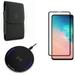 Galaxy S10e Wireless Charger w Case Belt Clip w Screen Protector - Fast 7.5W and 10W Charging Pad Leather Holster Cover Tempered Glass 5D Curved Edge for Samsung Galaxy S10e Phone