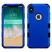 Apple iPhone Xs Max (6.5 in) Phone Case Tuff Hybrid Shockproof Impact Rubber Dual Layer Hard Soft Protective Hard Case Cover Logo Hole Titanium Blue Phone Case for Apple iPhone Xs Max