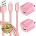 Chargers 5V USB Power Charger Wall Adapter 1A Cube for Plug Outlet w/ 6FT Nylon Braided Charging Pad Cable Cord Compatible with iPhone X Case/8/8 Plus/7/7 Plus/6/ 6s Plus/5s/5 - Pink