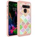 LG G8 ThinQ Case KAESAR Hybrid Dual Layer Graphic PU Leather Colorful TPU Fashion Protective Cover Armor Case for LG G8 ThinQ (Geometric Square Marble)