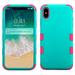 Apple iPhone Xs Max (6.5 in) Phone Case Tuff Hybrid Shockproof Impact Rubber Dual Layer Hard Soft Protective Hard Case Cover Rubberized Teal Green Electric Pink Phone Case for Apple iPhone Xs Max