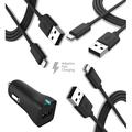 Lenovo Z2 Plus Charger Fast Type-C USB 2.0 Cable Kit by TruWire - (1 Fast Car Charger + 3 Type-C Cables) True Digital Adaptive Fast Charging uses dual voltages for up to 50% faster charging!