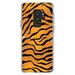 DistinctInk Clear Shockproof Hybrid Case for Samsung Galaxy S9+ PLUS (6.2 Screen) - TPU Bumper Acrylic Back Tempered Glass Screen Protector - Orange Black White Tiger Skin Print - Animal Print