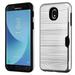 Samsung Galaxy J7 (2018) J737 J7 V 2nd Gen J7 Refine - Phone Case Shockproof Hybrid Rubber Rugged Case Cover Brushed with Card Slot Silver
