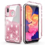 Galaxy A20 Case Galaxy A30 Case Three Layer Hard Clear Glitter Sparkle 3D Flowing Liquid Heavy Duty Sturdy Shockproof Protective Bling Case for Samsung Galaxy A20 / Galaxy A30 Pink