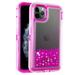 Mignova iPhone 11 Pro Max 6.5 inch case 3 in 1 Hard Clear Detachable Sparkle Dynamic Drift Sand Blink Flow Sand Glitter Heart-Shape Quicksand & Paillette Back Clear Hourglass Case Cover(Pink)