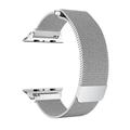 Compatible for Apple Watch Band 38mm Stainless Steel Mesh Milanese Loop with Adjustable Magnetic Closure with Clear Hard Case for Apple Watch Series 3 2 1 (38mm Silver)