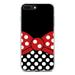 DistinctInk Clear Shockproof Hybrid Case for iPhone 7 PLUS / 8 PLUS (5.5 Screen) - TPU Bumper Acrylic Back Tempered Glass Screen Protector - Black White Polka Dot Red Bow Minnie