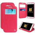 NEW BEYOND CELL HOT PINK INFOLIO WALLET CASE COVER WITH NOTIFICATION WINDOW AND TPU SKIN VIEWING STAND FOR SAMSUNG GALAXY S6 EDGE SM-G925 PHONE